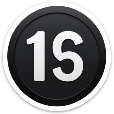 The number 15 in a black circle sticker