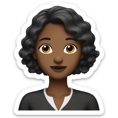 A fair girl with slightly wavy black hair, and shoulder-length clothes (black) sticker