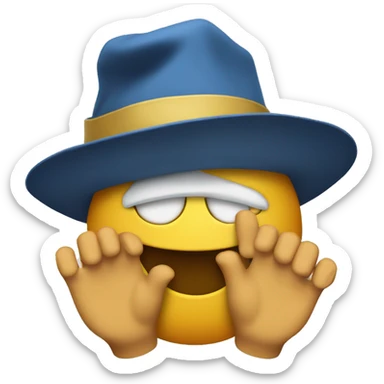 Emoji with bue hat and it's hands are flex money sticker