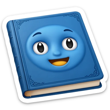 A thick blue book sticker