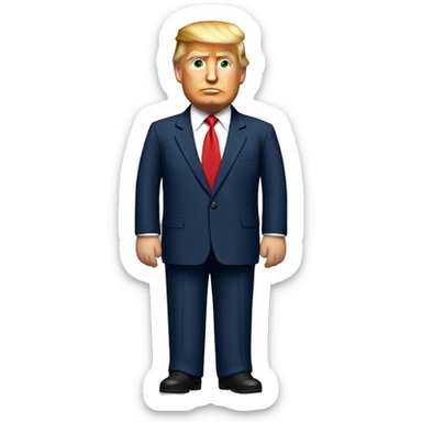 Donald Trump wearing navy suit with a red tie  sticker