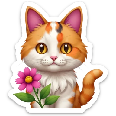 Cat holding a flower  sticker