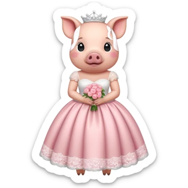 A pig in a wedding dress sticker