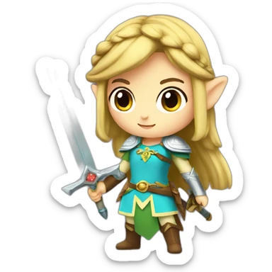 Cute Princess Zelda with sword sticker