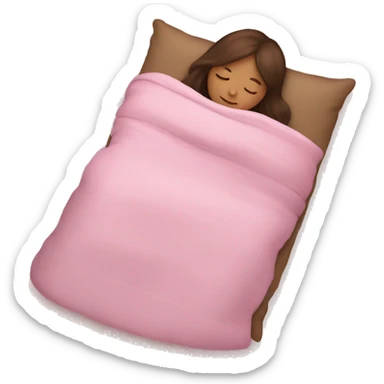 White girl with brown hair sleeping with pink blanket  sticker