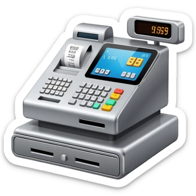 retail cash register with display and buttons sticker