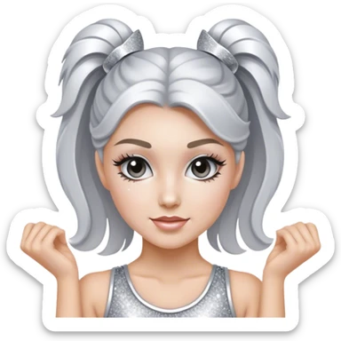 Cheerleader wearing all silver and glitter sticker