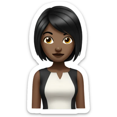 pale girl with black hair being sassy sticker