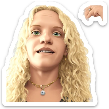 blonde boy with jewelry parody sticker