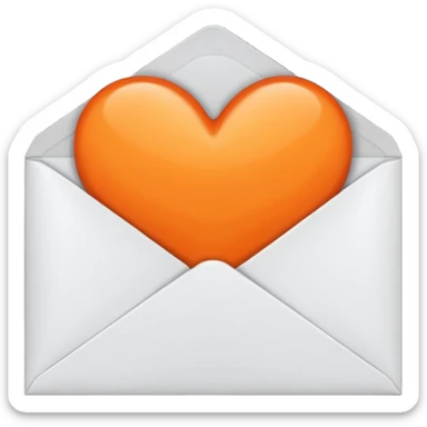 white envelop with orange heart inside sticker