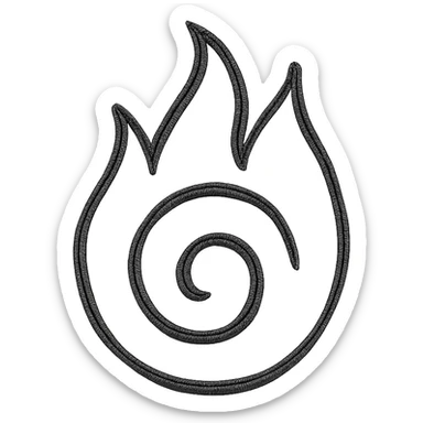 black icon with Naruto fire symbol, minimalist style sticker