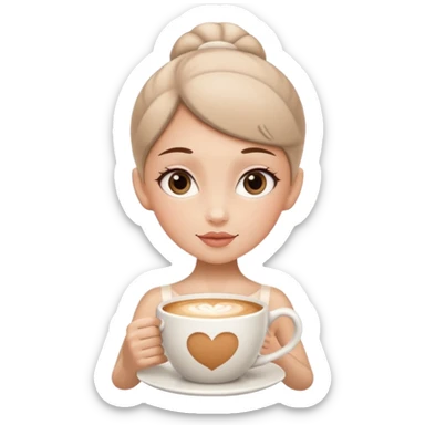 give me a ballerina with a cappuccino mug as her head sticker