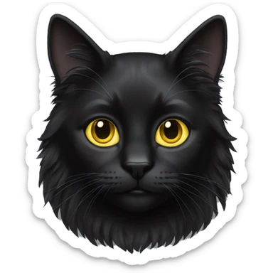 black cat, long hair, yellow eyes sticker