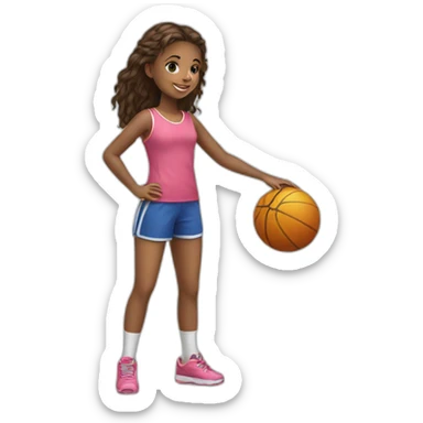 a young girl with a ball in full growth sticker