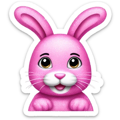 pink sparkly bunny sticker