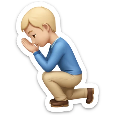 3D emoji style person bowing, respectful angle, centered, soft shadow, white background. sticker