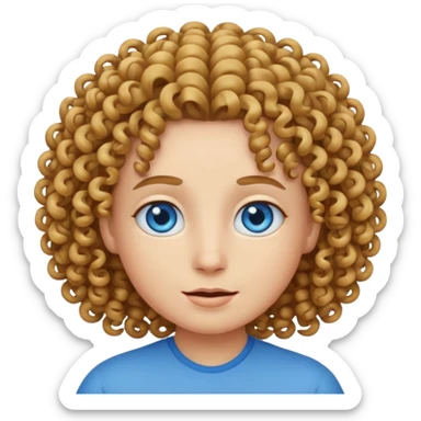 this emoji with blue eyes curly hair sticker