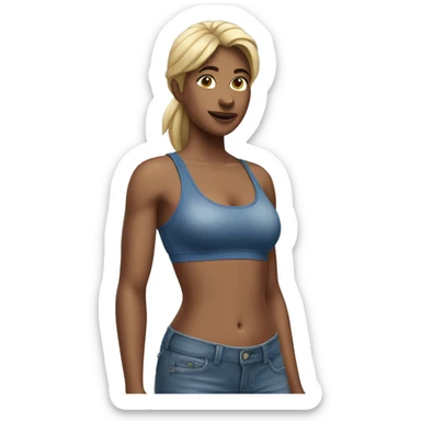 woman in a sports bra wearing jeans sticker