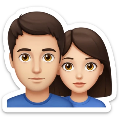 Brunette guy with hazel eyes and brunette girl with hazel eyes together  sticker