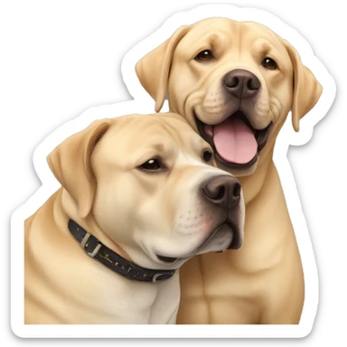 American bully and Golden Labrador retriever hug  sticker