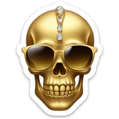 Gold skull with sunglasses and jewelry sticker