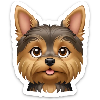 yorkshire terrier dog with small body, tan and black fur, perky ears sticker