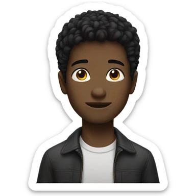 solo portrait of black hair boy sticker