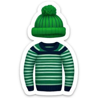 A sweater in green and navy stripe sticker