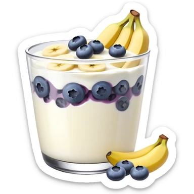 Yogurt with sliced banana and blueberries sticker