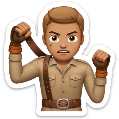 A man angry throwing a belt to someone’s ass sticker