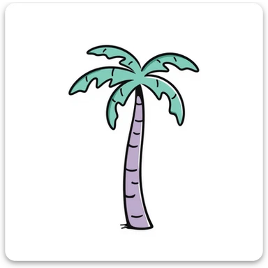 palm tree with pastel lilac trunk and pastel mint leaves sticker