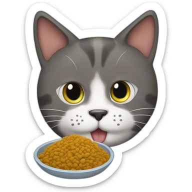 cat eating kibble sticker