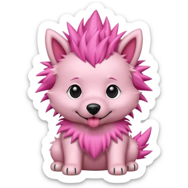 fancy pink spiky haired dog sticker