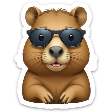 cool capybara wearing fashionable dark sunglasses sticker