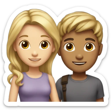 boy with brown hair and girl with blonde hair sticker