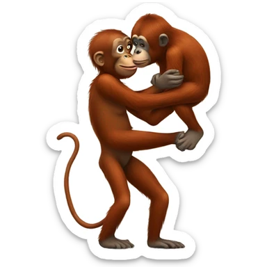 Orangutan kissing monkey sticker