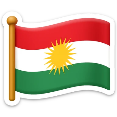 Create a waving flag in the style of an emoji, using the exact flag design shown in the reference image. The style should mimic the look and feel of apple style emojis with vibrant colors and smooth shading. sticker