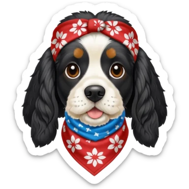 Собака породы черно-белый русский кокер спаниель в бандане Grow Street sticker