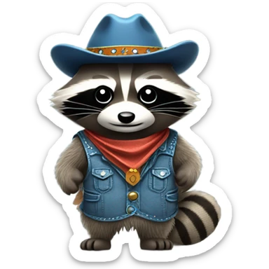 A raccoon with a cowboy outfit sticker