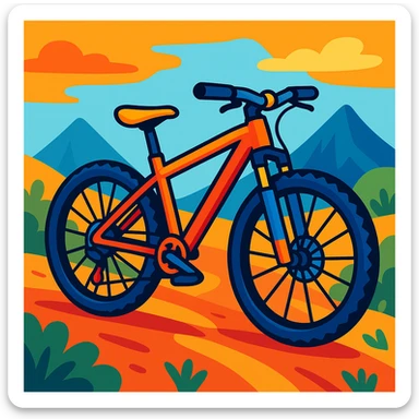 vibrant cartoon style mountain bike sticker