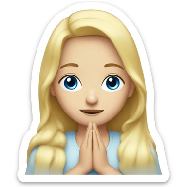 Blonde girl blue eyes praying
 sticker