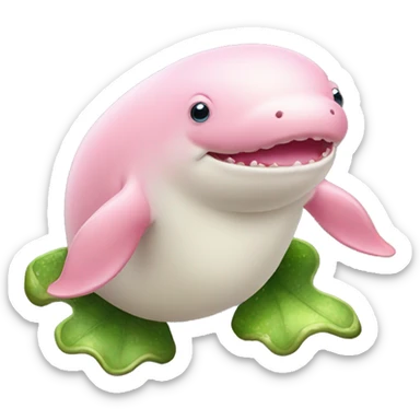 Pink beluga whale with the face of a frog sticker