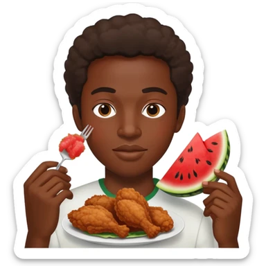 Black person with fried chicken and watermelon sticker
