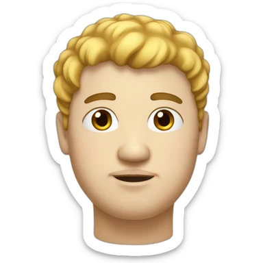 Fat, He has some hairs below his nose, black hair, white skin sticker