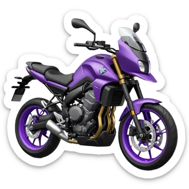 Créer un emoji copiable sur mon système iOS avec une moto mt07 noir mate / violet plus foncé que tu as et iridescent. le style de la mt07 doit être en sport. sticker