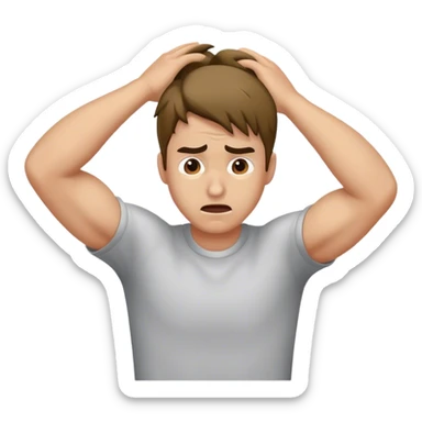 Man pulling out his hair sticker