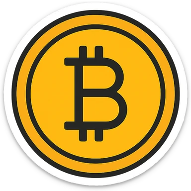 bitcoin token, modern icon style, simple and bold sticker