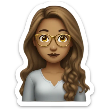 Girl with brown long hair and golden glasses sticker