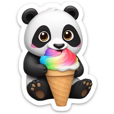 Panda eating ice cream sticker
