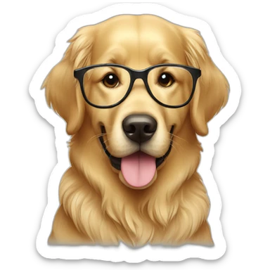 A beautifull golden retriever with glasses sticker